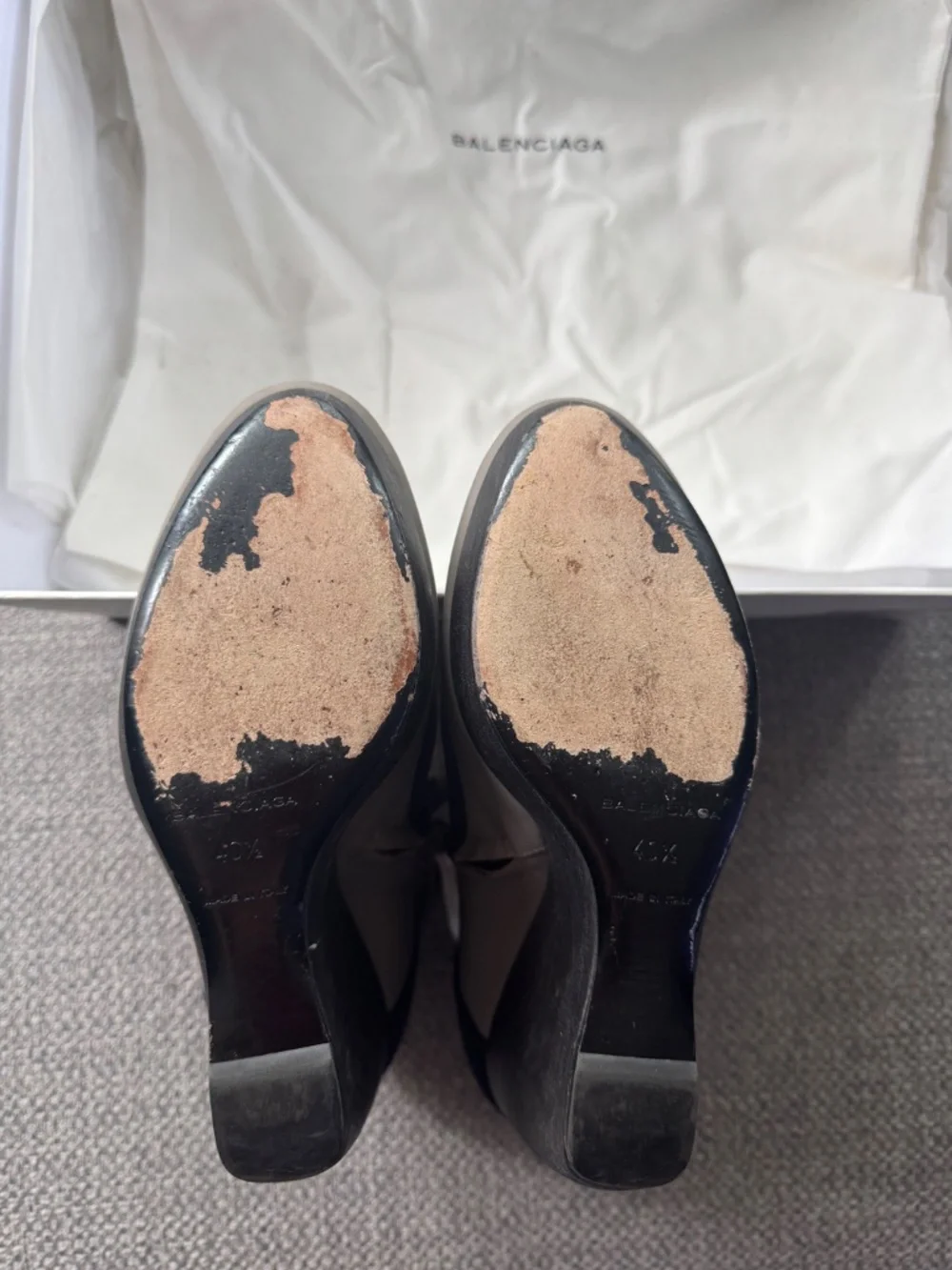 Balenciaga Navy Taupe Suede Wedge Ankle Booties Sz 10.5 / EU 40.5